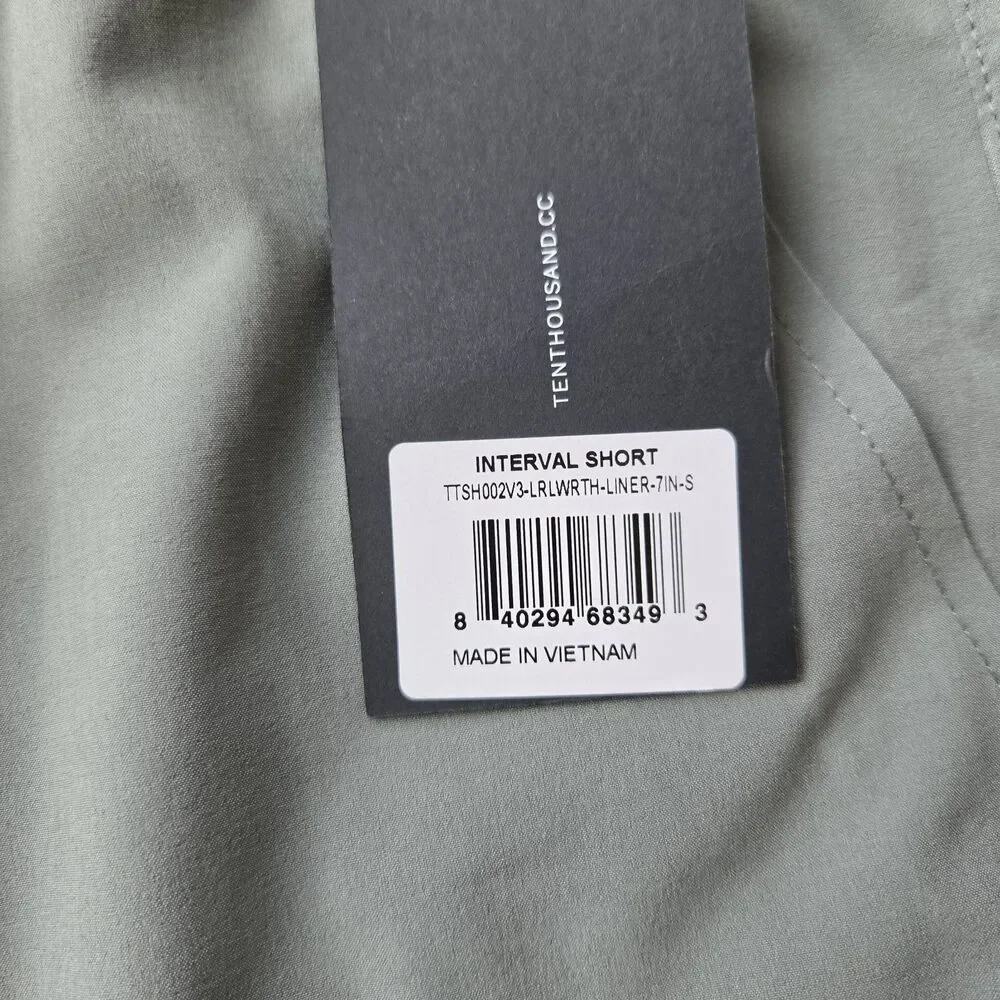 Ten Thousand Interval Short 5in Lined TTSH002V3 Version 3 sz S green NEW